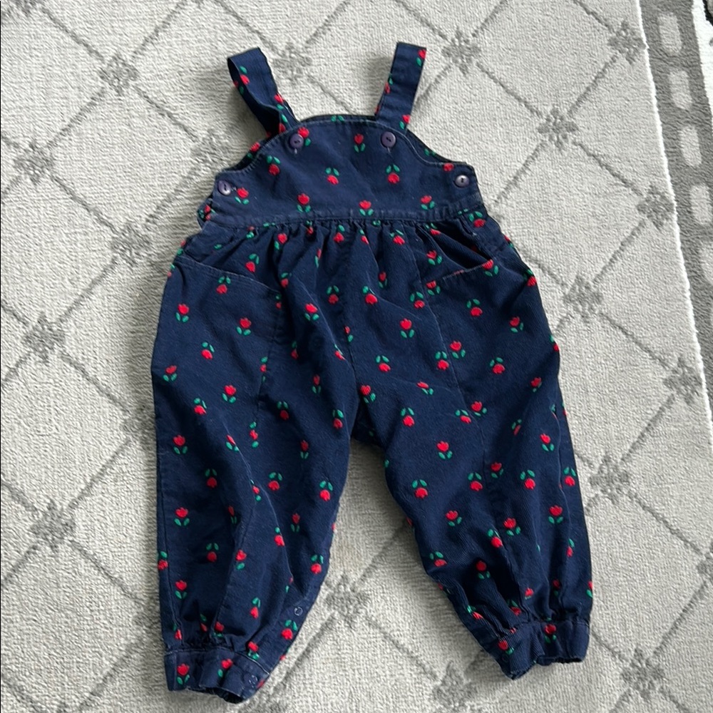 Vintage Samara Tulip Print Kids Corduroy Overalls